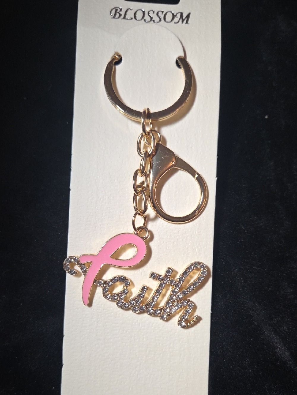 Faith Pink & Gold Keychain Charm